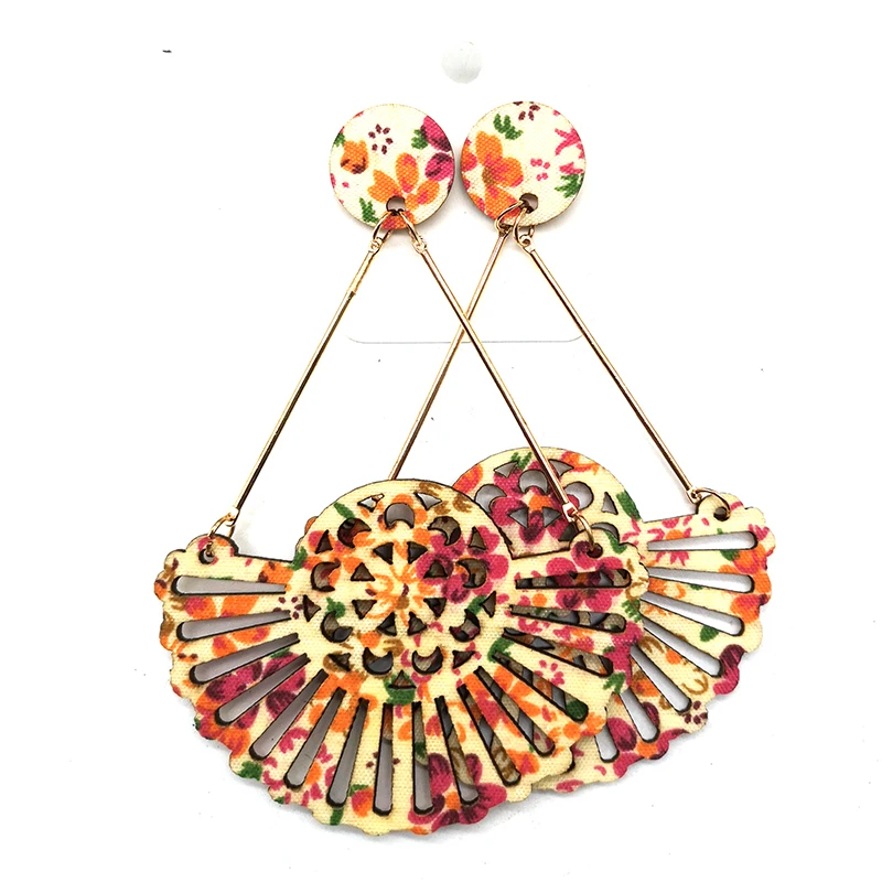 Few Stock!! newest fabric wooden Drop Earrings  can mixed 6 designs