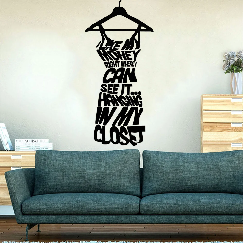 

Fashion Clothing Store Window Vinyl Wall Sticker Love My Money Quote Girls Bedroom Wardrobe Art Home Decor Glass Wallpaper