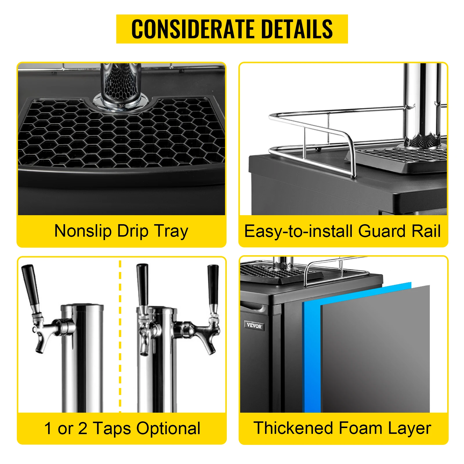 VEVOR 43Gal Bier Kegerator Dispenser Kühlschrank Freistehende Beweglichen Einzigen/Double Tap Kommerziellen Große Fass System Wein Kühlschrank