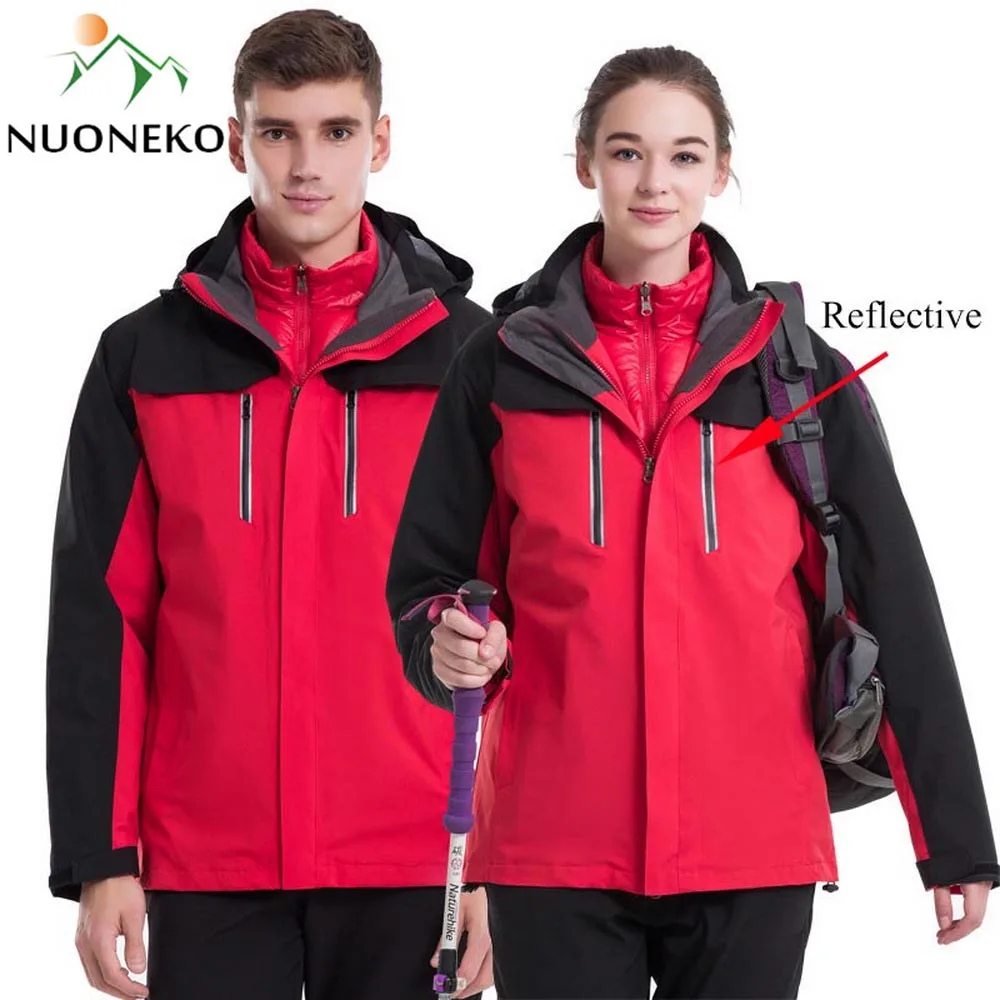 

Women Men's Winter Down Inner Fleece Jacket Outdoor Sport Warm Coat Hiking Camping Trekking Skiing Reflective Jackets 2 Pcs Suit