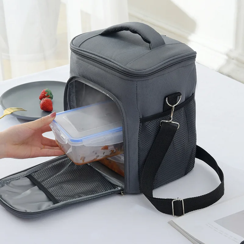 High Capacity Crossbody Thermal Lunch Box Bag for Women Kids Insulated Picnic Travel Food Bento Container Cooler Tote Bag Pouch