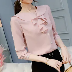 Blusa de manga larga para mujer, camisa a la moda, talla grande, para primavera y otoño