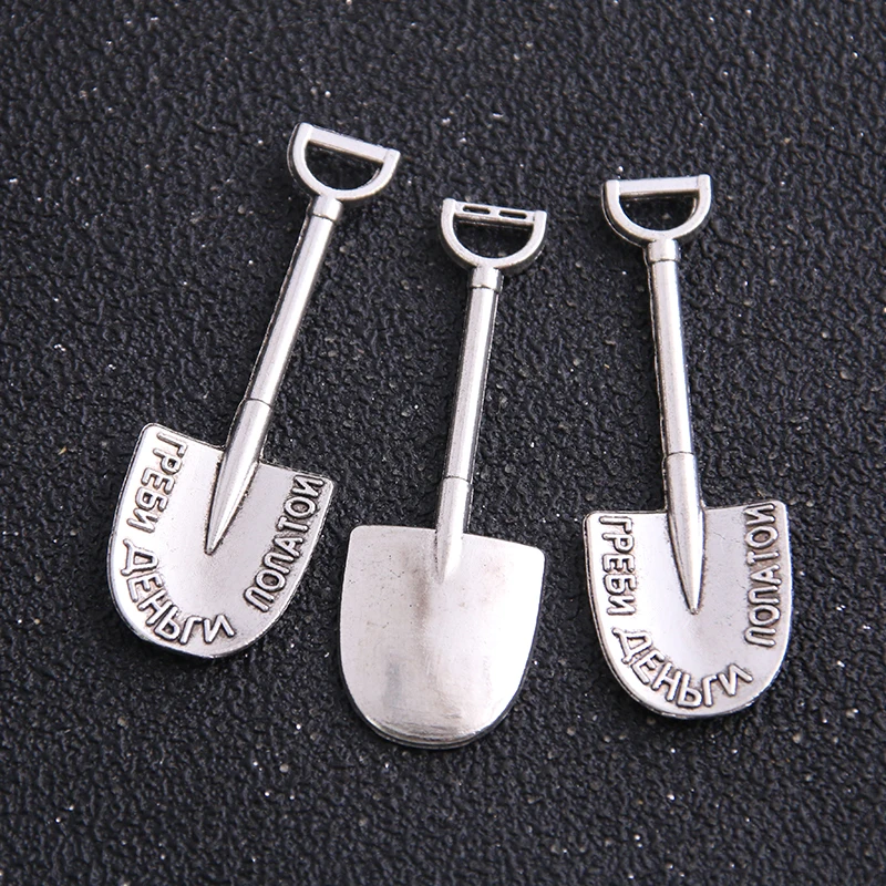 10pcs 15*45mm Vintage Charms Shovel Pendant 4 Color Fit Bracelets Necklace DIY Metal Jewelry Making