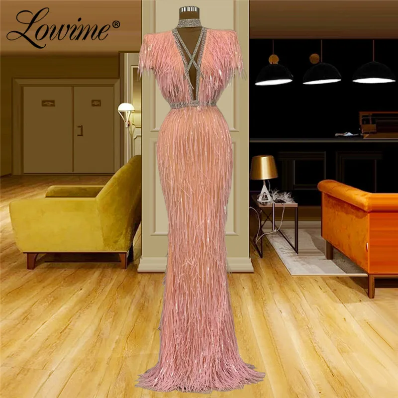 Lowime Couture Pailletten Roze Celebrity Jurken Avondjurk Plus Size 2021 Nieuwe Collectie Luxe Volledige Mouwen Mermaid Party Dress