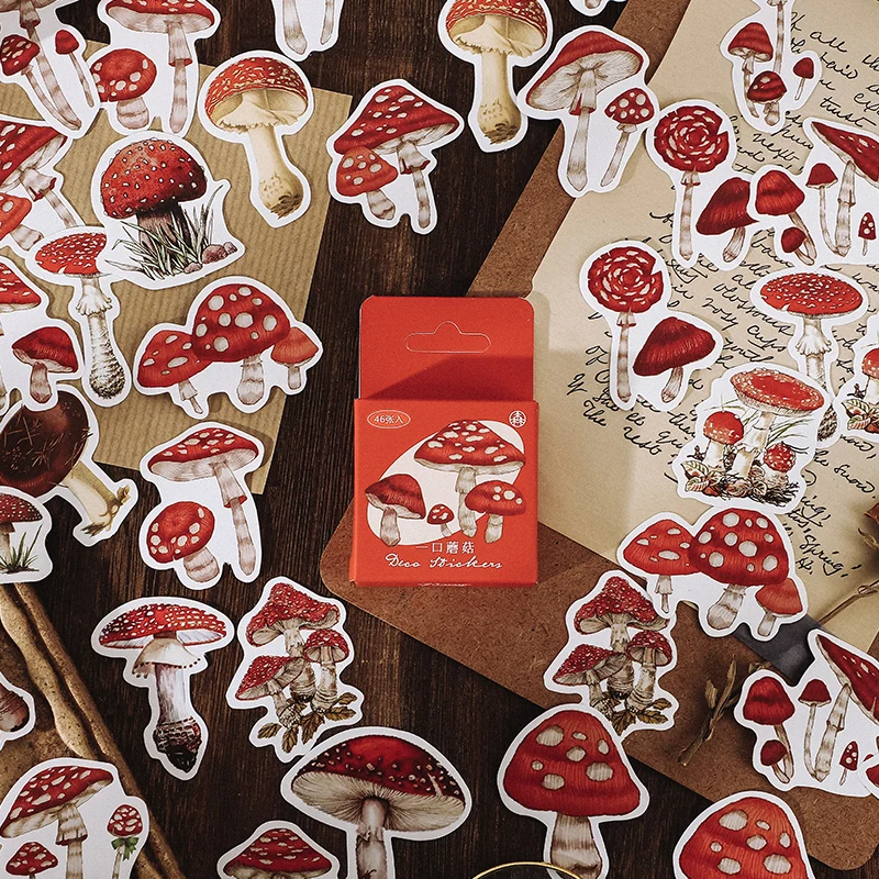 46 pcs/box Mushroom collection Decorative Stickers Scrapbooking diy Stick Label Diary Stationery Album Journal Sticker