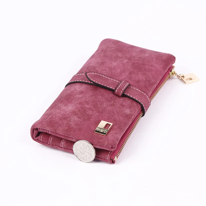 Geestock-monedero de PU mate para mujer, Cartera de dos pliegues con cremallera, tarjetero de diseño para teléfono móvil