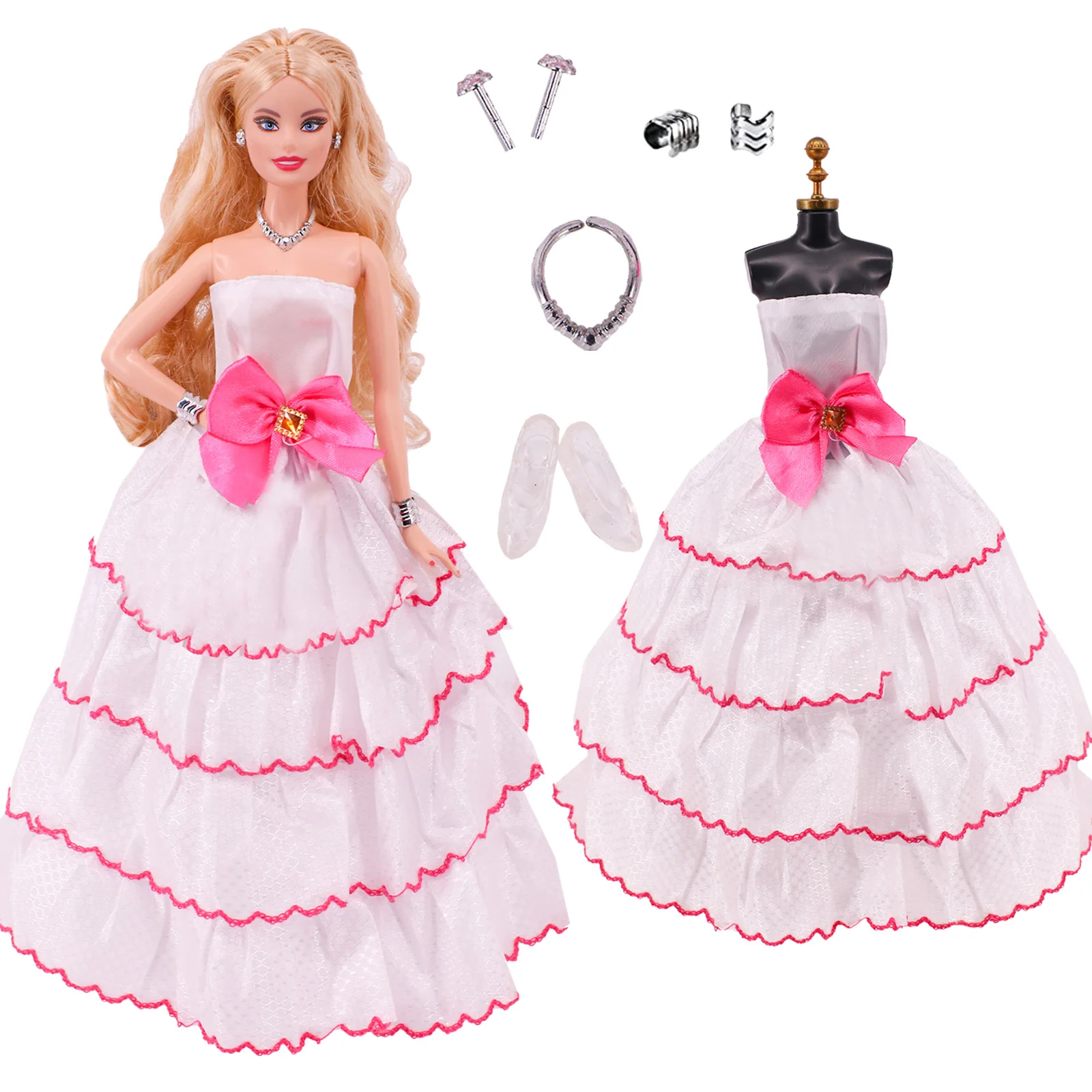 Doll Clothes&Accessories Princess Dress Banquet Party Beautiful Dress Embroidery Tulle Dress For 11.8Inch Barbiees Accessories