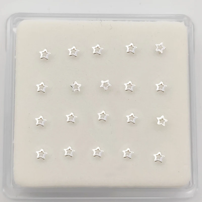 925 Sterling Silver Star Shape Nose Studs Pin Piercing Nez Body Jewelry 20pcs/pack