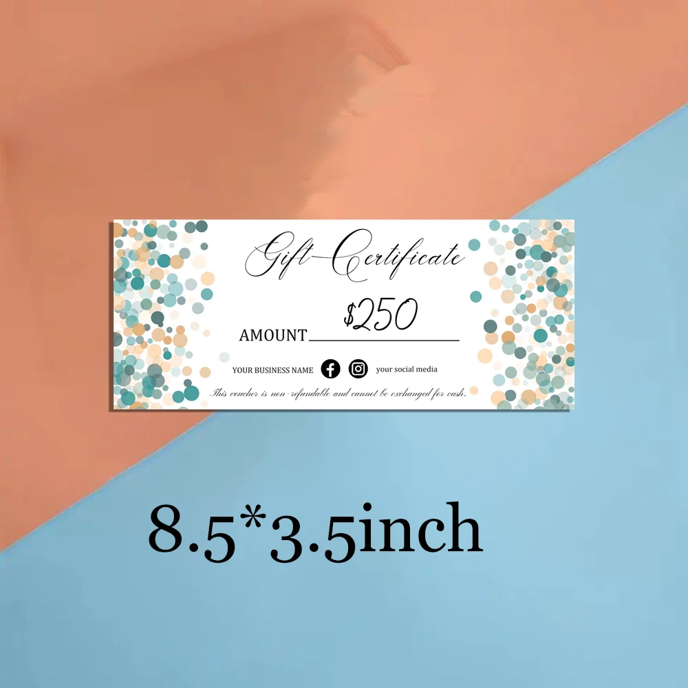 Custom Gift Certificate Card, Custom, Dot Gift Card, Shop Voucher