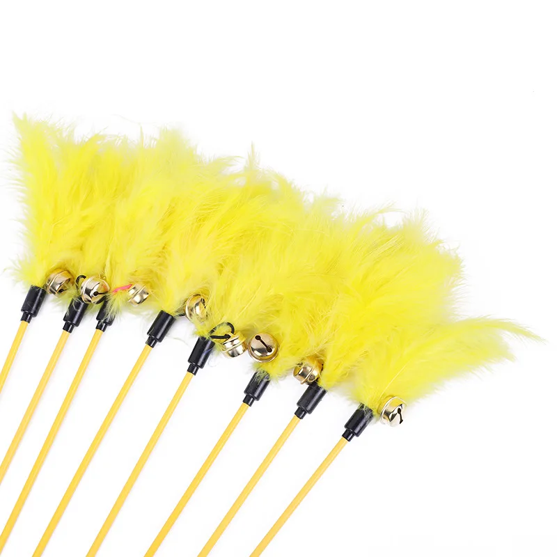 5 stücke Lustige Kätzchen Katze Teaser Interaktive Spielzeug Stange mit Glocke und Feder Spielzeug Für Haustier Katzen Stick Draht Chaser Zauberstab spielzeug Zufällige Farbe – Detail 34