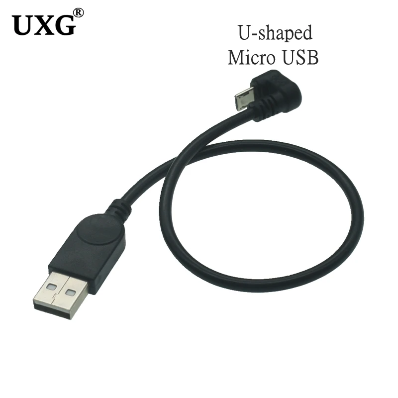 180 stopni pod kątem Micro USB 5-pinowy męski w kształcie litery U do USB A męski przedłużacz transmisji danych Kabel do ładowania i synchronizacji 30 cm 1,5 m
