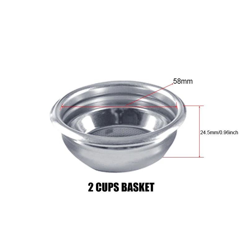 Single Cup Double Cup Clean Cup 58mm Non Pressurized Coffee Filter Portafilter Basket For Filters