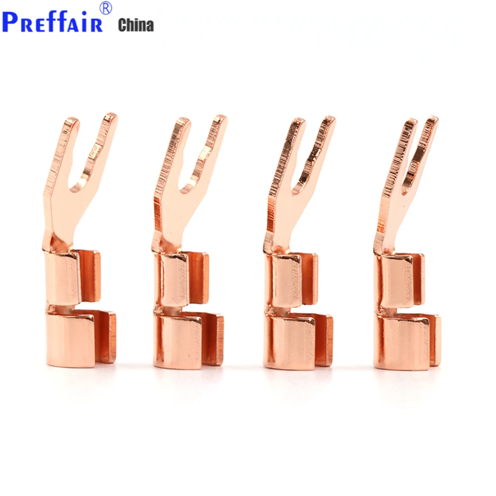 

HiFi Solid Red copper Spade Plug Speaker Cable Wire Connector Speaker Y Spades DIY Speaker Cable Spade Plug Terminal Plug