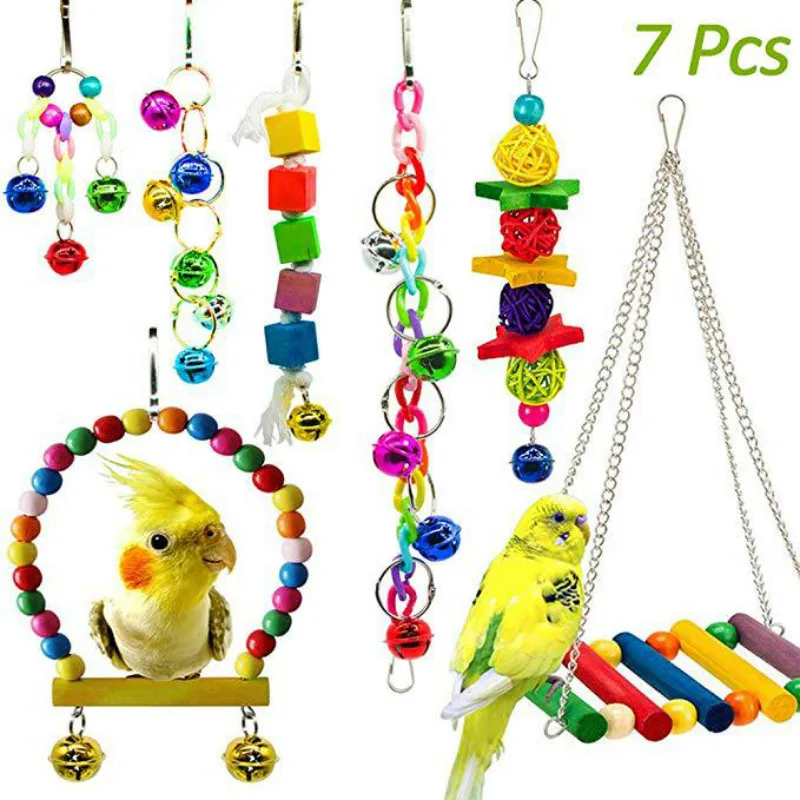 7-piece Parrot Toy Bird Toy Parrot Chew Toys Bird Ladder