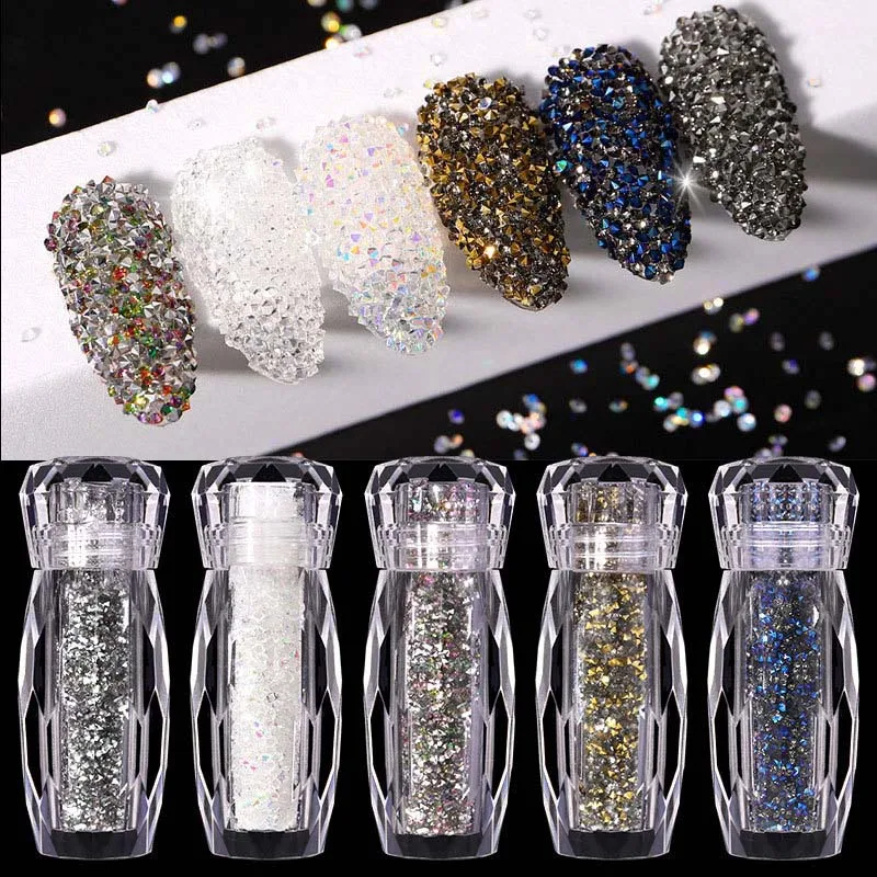 3000PCS Glass Nail Art Sand Rhinestones Mini Crystals Micro Pixie DIY Gems Stones 1.2mm 1.3mm Beauty Salon Decoration Favors