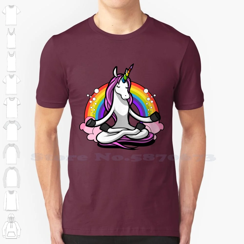 Unicorn Zen Yoga 100% Cotton T-Shirt Yoga Lover Namaste Meditation Zen Spiritual Buddhism Yoga Class Magical Fantasy Cute