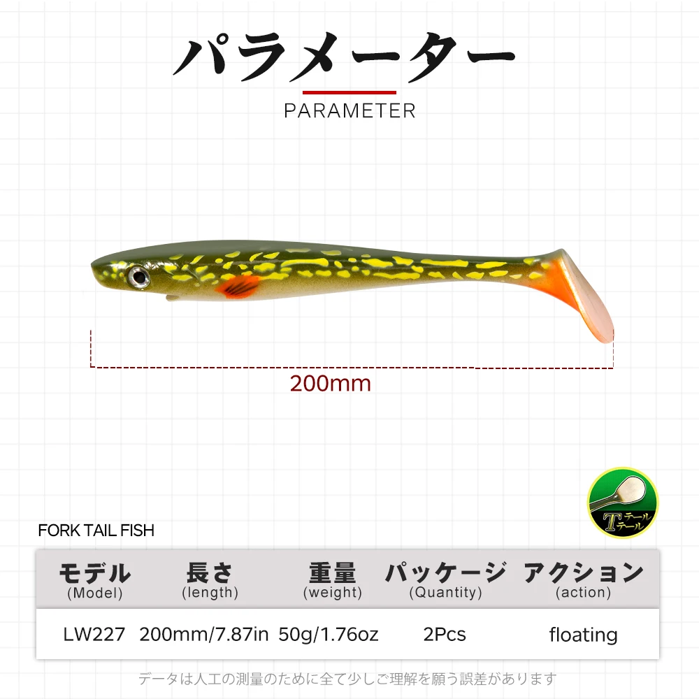 Hunthouse 2 Pcs/Lot Pro Shad Pike Lure Paint Printing Soft Lure 20cm 50g LW227 Paddle Tail Shad Silicone Souple Natural Musky