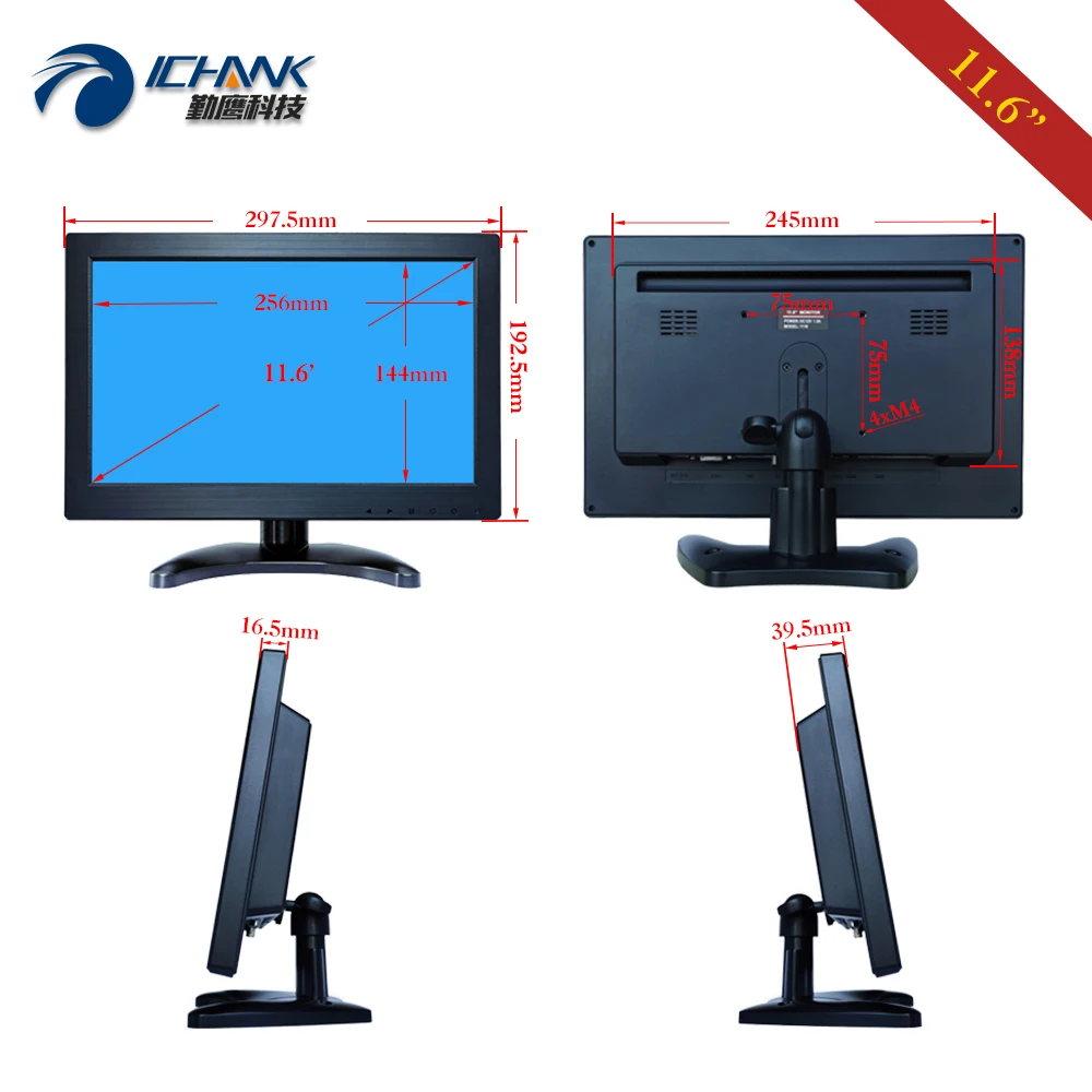 ZB116JC-253D/11.6 "12" بوصة شاشة كمبيوتر 1920x1080p IPS المدمج في المتكلم توقيع متعدد النقاط بالسعة شاشة تعمل باللمس شاشة الكريستال السائل