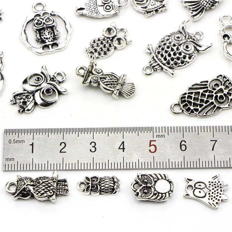 20pcs/lot Random Mix Animal Cat Charms Lot For Bracelet Making Metal Dog Owl Butterfly Charms Pendants Necklace Jewelry Findings