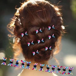 12PCS/Lot Girls Small Cute Crystal Butterfly Metal Hair Clips Headband Hairpins Hair Oranment Fashion Hair Accessories