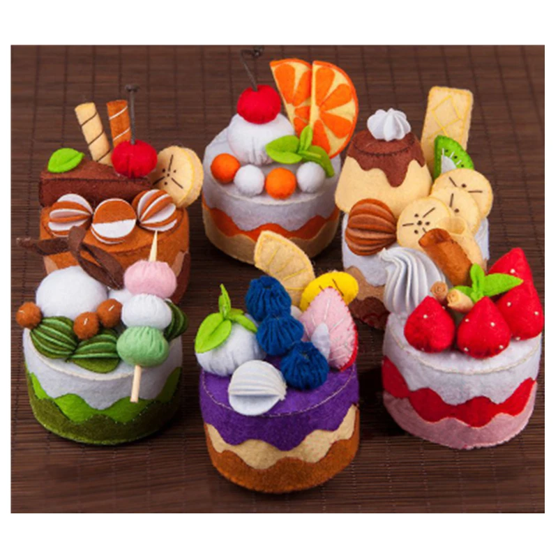 Cute little 6 cakes together Fabric Felt kit Non-woven cloth Craft DIY Sewing set Felt Handwork Material DIY needlework supplies