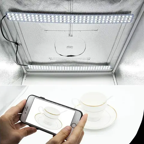 Ljuslåda för fotostudio 16x16 tum 40x40 cm justerbar ljusstyrka för fotografering, bakgrund, fotograferande tältkit med 132 LED-lampor 8 best sales studio fotolåda - №3