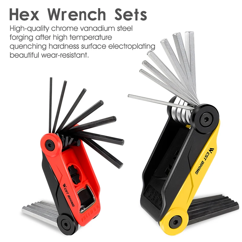 WEST BIKING Bicycle Tools Kit Cycling Repair Hex Allen Wrench Bottle Opener Tire Lever Multitool Set MTB Road Bike Repair Tool