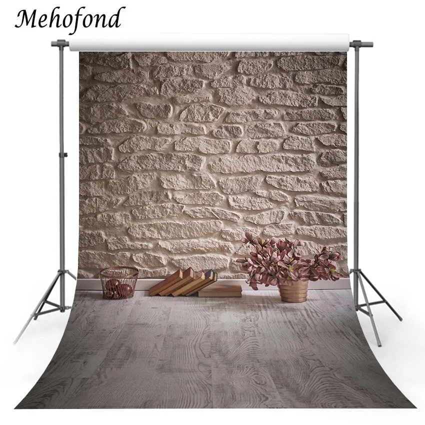 

Mehofond Brick Wall Wooden Floor Photography Backgrounds Book Baby Pet Doll Portrait Props Backdrop Photo Shoot Studio Photocall