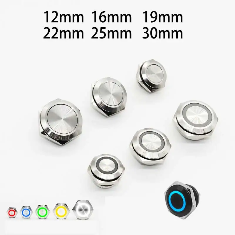 Elektryczny Wodoodporny Przycisk Włącznik LED 12V Chwilowy Mini Przyciskowy Mikro Przełącznik Ciśnieniowy 220V 24V Inteligentny Dom 12mm