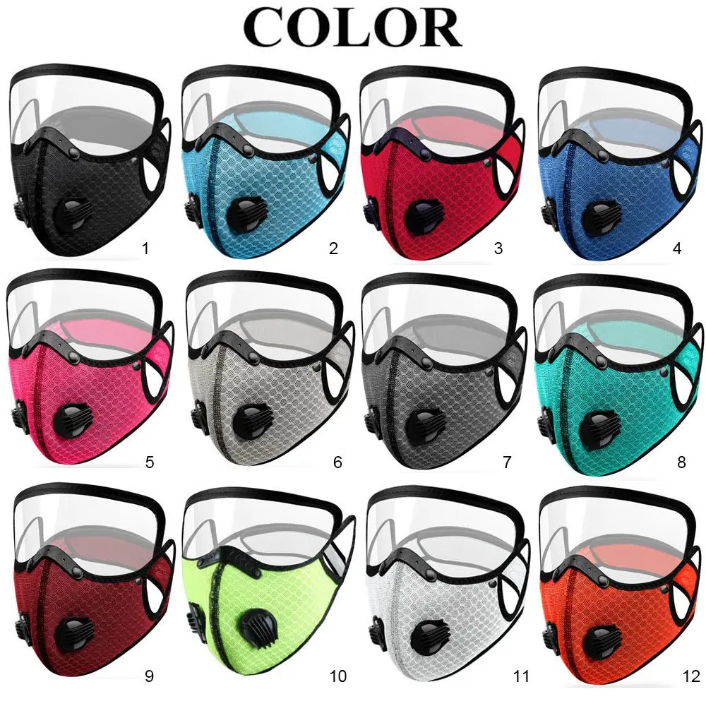 1PC Cycling Face Mask Activated Carbon Masks Anti Pollution Filter Breathing Valve Removable Protective Lens Outdoor Accessories