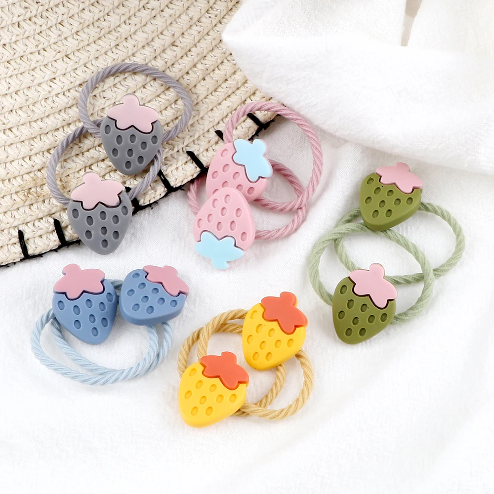 Children Cartoon Fruit Hair Bands Sweet Strawberry Apples Hair Ties Cut Carrots Pineapples Scrunchies Girls Headband Accessories