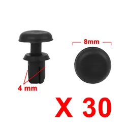 Uxcell 30Pcs 4mm Black Plastic Rivets Push Type Panel Retainer Fastener Clip Interior Weatherstrip Moulding for Car