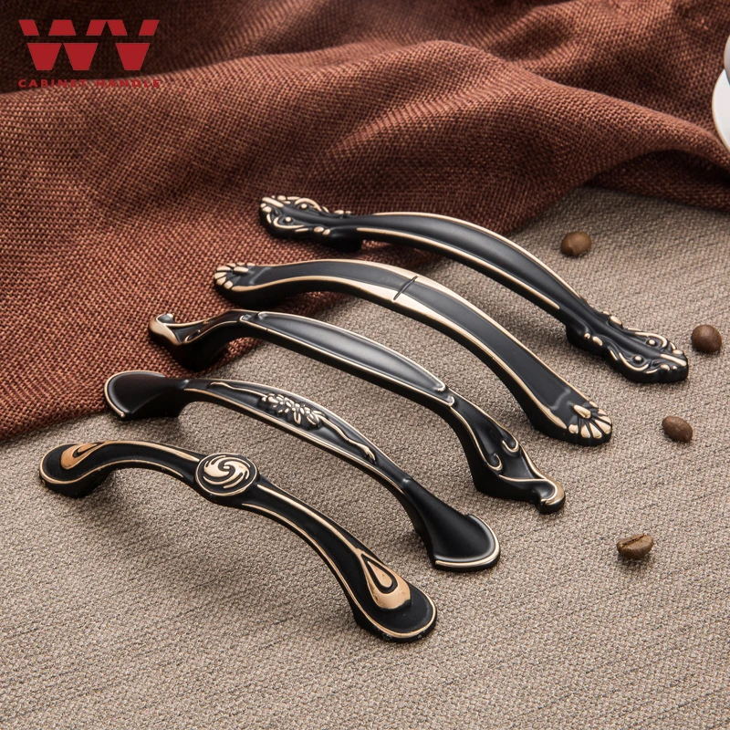 WV-tirador de almacenamiento para armario de cocina, manijas de color negro mate para cajón de armario, pomos de armario dorados y negros, herrajes para puerta de armario de zapatos gabinete armario de cocina y almacen