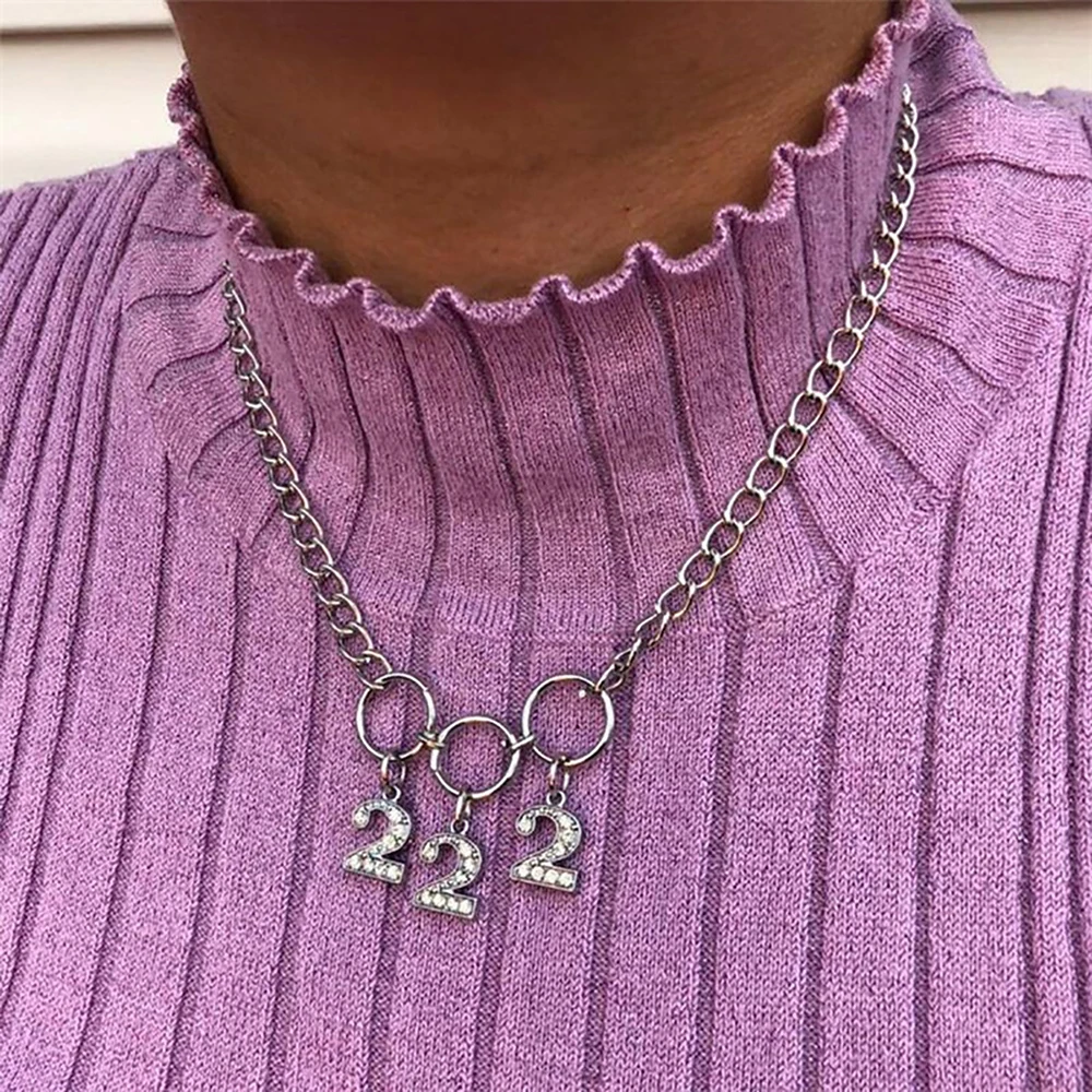 New Vintage Boho Fashion Multilevel Number 2 Crystal Circle Pendant Necklaces For Women 2020 Necklace Jewelry Party Gift image 3