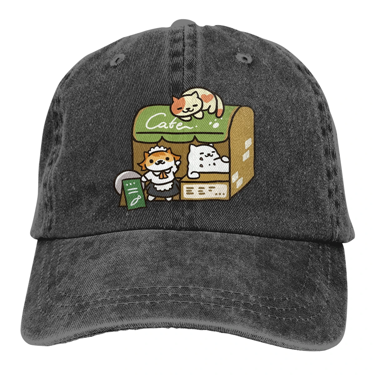 

Adjustable Solid Color Baseball Cap Tubbs At The Cafe - Neko Atsume Washed Cotton Neko Atsume Kitty Collector Sports Woman Hat