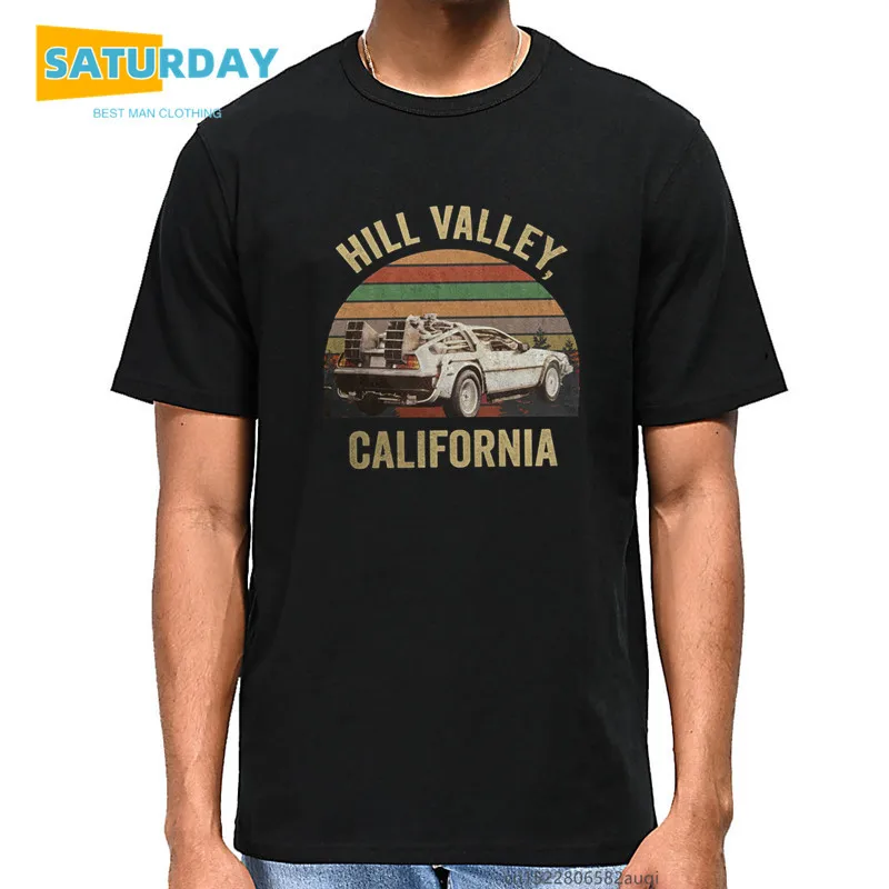 Hill Valley California Men Cotton Print T Shirts Women Casual 90s Style Movie Back To The Future Tops Tee,Drop Shipping