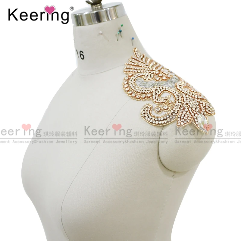 

Rose Gold Rhinestone Patch for Wedding Dress, Popular, Handmade, WRA-934