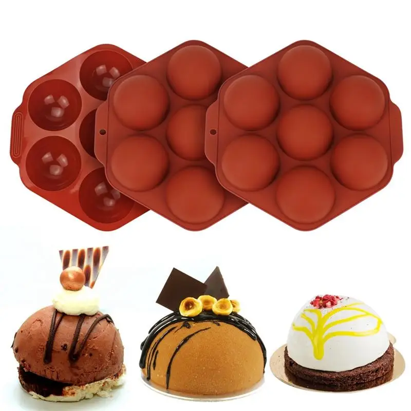 1 psc Semicircle Silicone Cake Mold 7 cells Large Muffin Chocolate Cookie Baking Mould Pan Heat Resistant Baking Tools