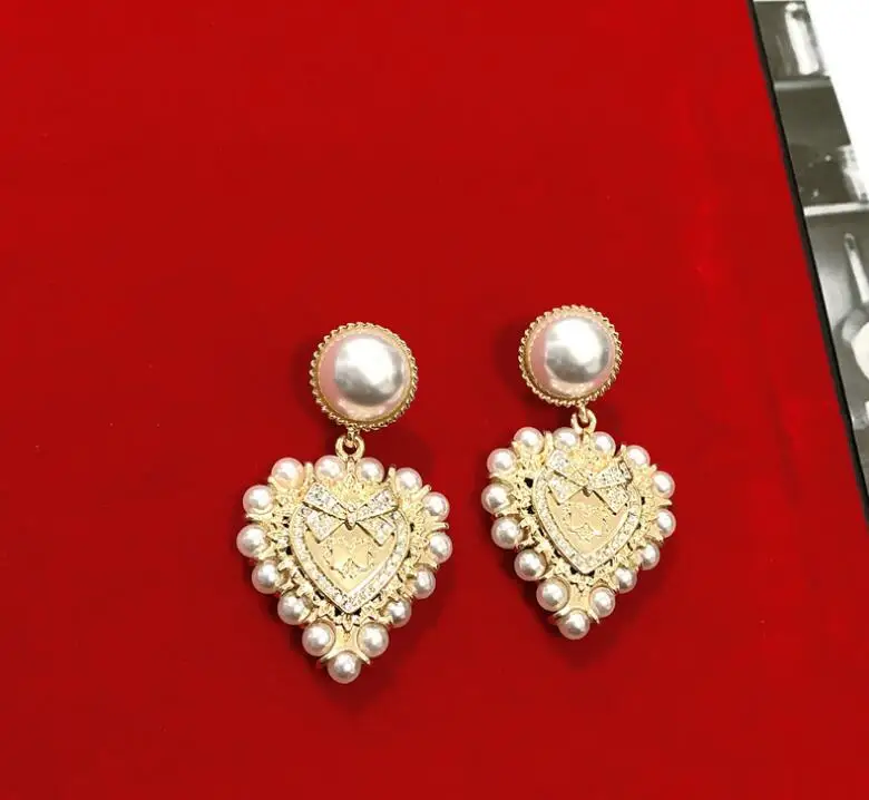 Baroque luxury vintage full women bow earrings big love earrings