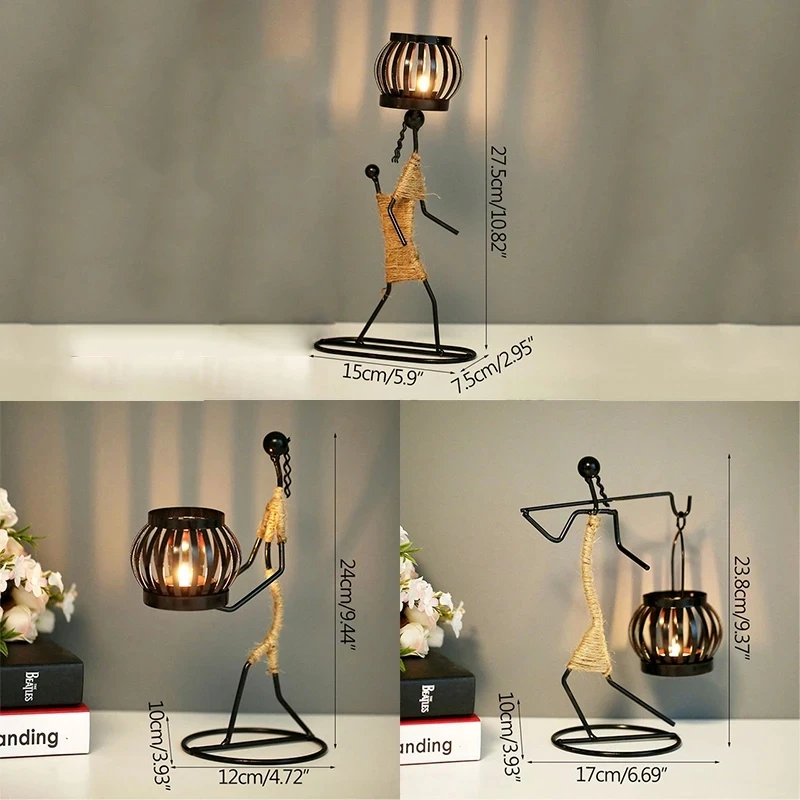 JOYLOVE candeliere in metallo nordico carattere astratto scultura portacandele Decor figurine fatte a mano decorazione domestica regalo d'arte
