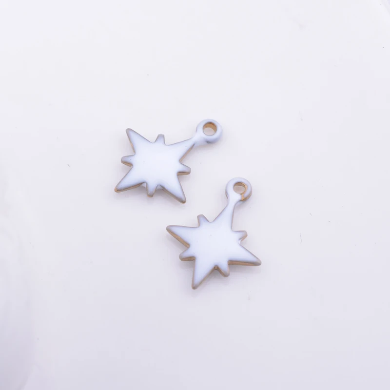 30 Stück 10*13mm Kupfer-Sternanhänger mit beidseitiger Emaille-Besetzung für Ohrringe, Halsketten und Anhänger – Detail 1