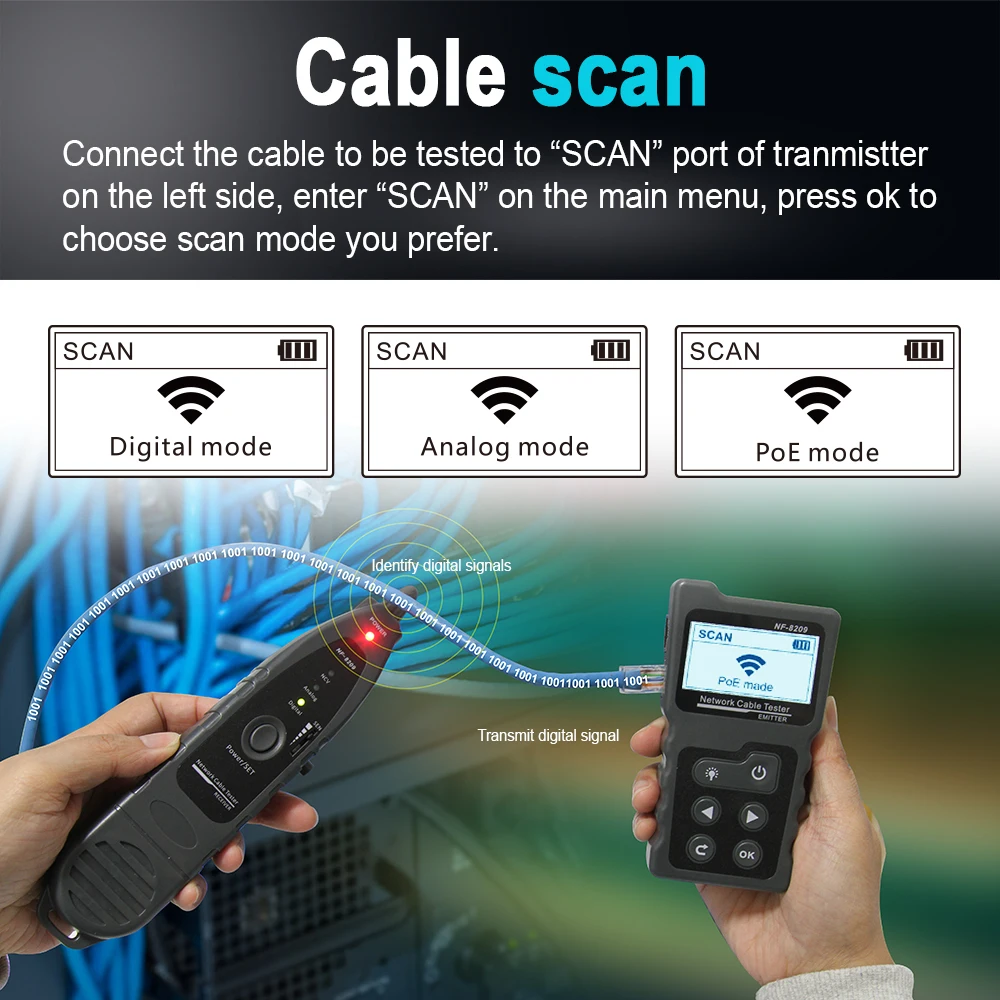 NOYAFA NF-8209 Cable Tracker Lan Display Measure Tester Network Tools LCD Display Measure Length Wiremap Tester