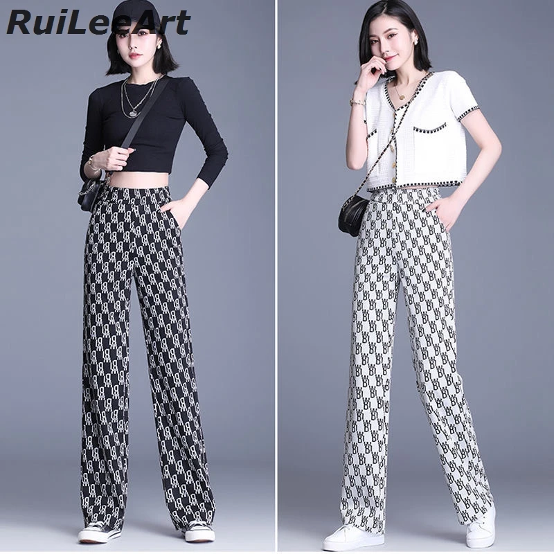 Fashion Flare Pants Women Trousers Front Split Leg Straight Ladies Office Korean Streetwear Houndstooth Bell Bottom Pants 2021