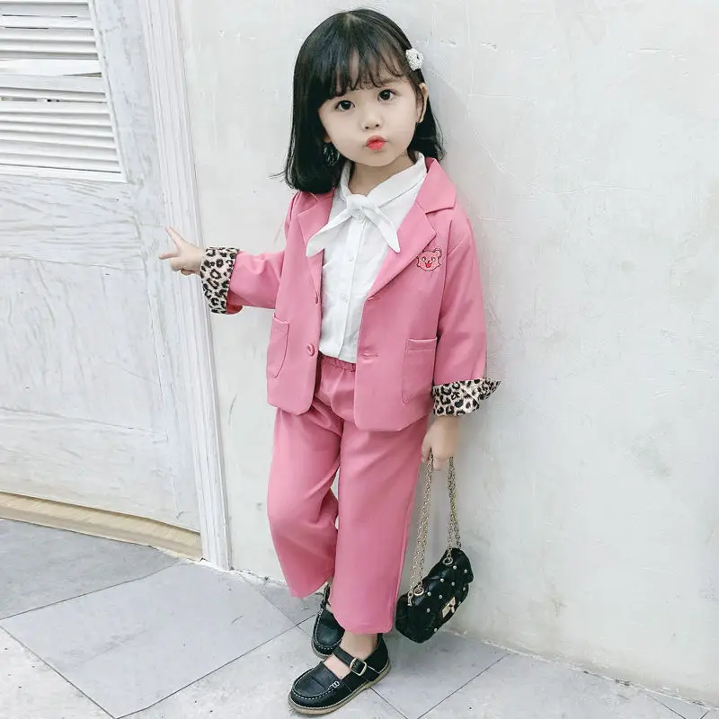 Girls Suit Spring and Autumn Baby England Coat Pants Suit Two-Piece Toddler Girl Clothes