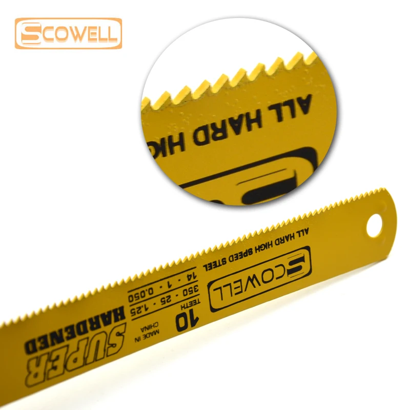 Lame per seghetto HSS completamente dura da 350 mm di lunghezza Lama per sega a nastro in acciaio Acciaio ad alta velocità 10TPI per uso macchinari Strumenti fai da te per taglio del legno