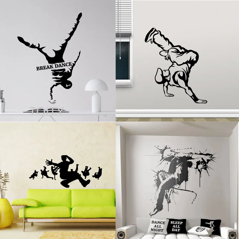 

Break Dance Wall Decal Rap Hip Hop Dancing Vinyl Sticker Freestyle Street Dancer Dorm Home Interior Teen Room Art Decor Mural