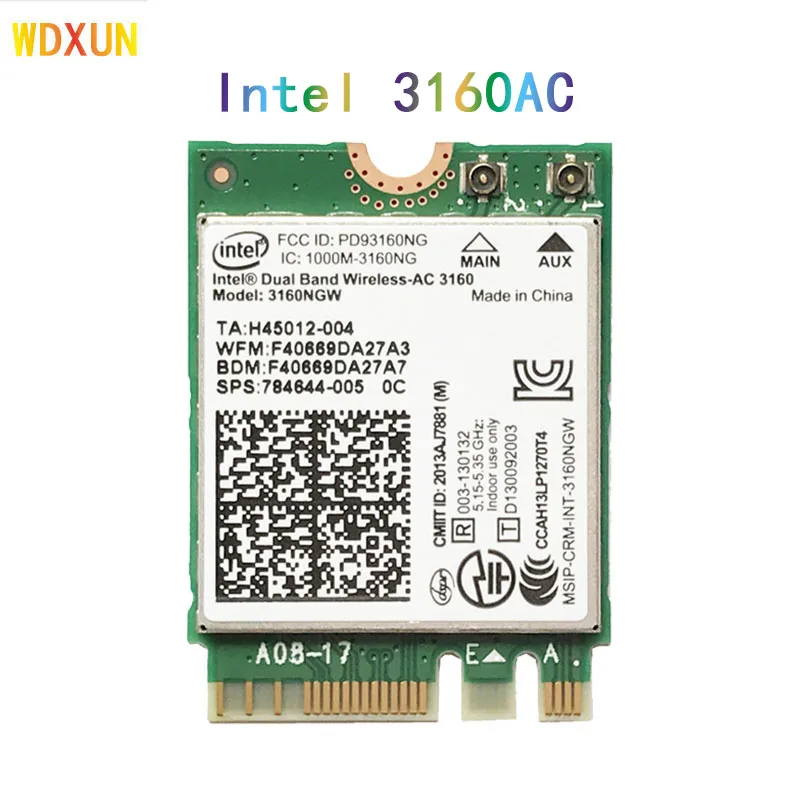 Intel wireless-ac 3160 3160ngw AC3160 3160AC wireless dual band 802.11AC  bluetooth 4.0 ngff wifi card