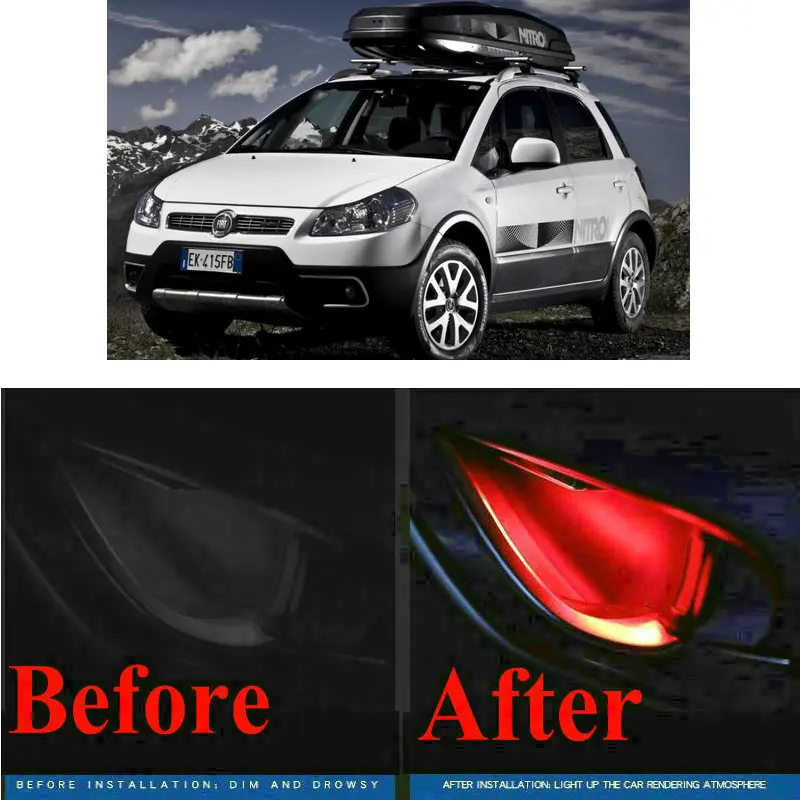 4pc CF style stickers on cars interior inside door handle atmosphere lamp for Fiat SCUDO Sedici Seicento Stilo