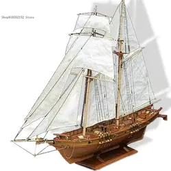 1:100 Boat Model Wooden Sailing Toy Sailboat Model Assembly Wooden Kit Diy Assembly Building Kit