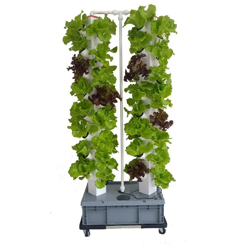 Vertical Hydroponic Grow Tower, Double Towers, Aeroponic Tower for Herbs, Strawberry and Vegetables, 7 Layers, 56 Plant Sites